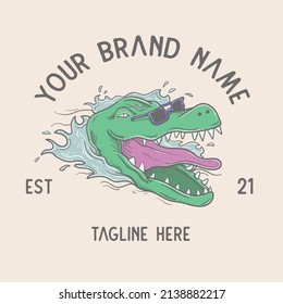 retro crocodile attack for shirt design
