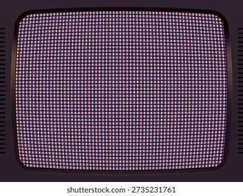 Vetor de tela retro crt com grade de pixels RGB visível. Textura de exibição de televisão antiga para elemento de design vintage. Fundo de tecnologia analógica.