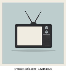 Retro crt tv receiver on vintage background vector