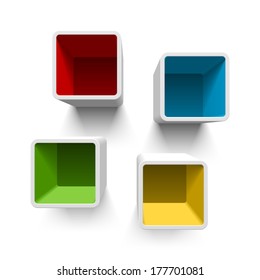 Retro cube shelves. Vector.