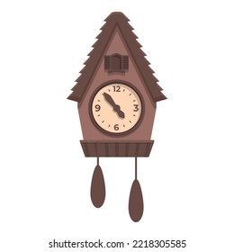 Retro Cuckoo Clock icon cartoon vector. Wall time. Hour bird