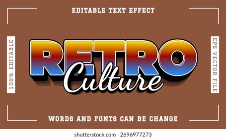 Efecto de texto de cultura retro Diseño de estilo de fuente de degradado 3D