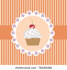 Retro cupcake background, vector
