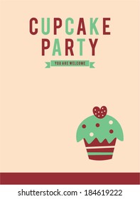 retro cupcake party invitation card