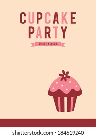 retro cupcake party invitation card