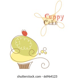 Retro cupcake, vector.