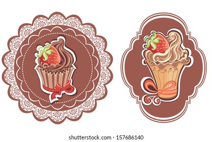 Retro cupcakes labels 