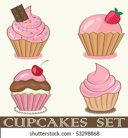 Retro cupcakes set. Vector format.