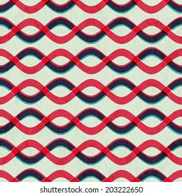 retro curved line seamless pattern with paper effect