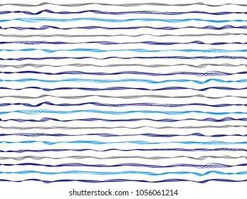 Retro curved stripes horizontal lines vector pattern. Thin intersecting and parallel bent lines, curve wavy ribbons clothing textile.  Wavy stripes ripple fabric texture banner.