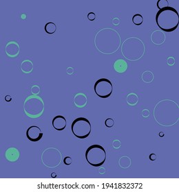 Retro Curves Black Bubbles Modern Style Simple Art. Violet Classical Round Water Elegant Circles Art Illustration. Green Oval Calm Purple Background. Light Bagel Donut Minimal Modern Art Pattern.