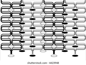 retro curves black on white (vector) - illustrated background