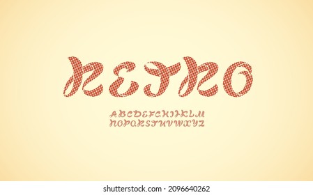 Retro curvy font, handwritten script alphabet, calligraphy cursive letters and numbers, for your designs logo, posters, invitations, fashion banner, or print t-shirt, vector illustration 10EPS