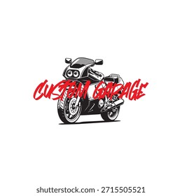 Diseño de logotipo de Vector de motocicleta de garaje personalizado retro
