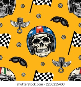 retro custom racing seamless pattern vector design illustration