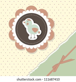 Retro cute art sweet kid pink card boy girl baby invitation, greeting, happy birthday, label, postcard, congratulations, color children, design element, old frame, gift, banner with text vector eps 8