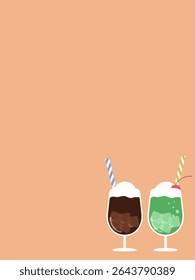 Retro cute background material of japanese cream soda and coffee float