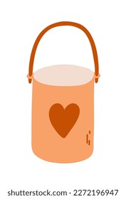 Cubo retro lindo con el corazón. Ilustración vectorial.