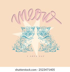 Retro cute cat who loves cat trucker cap design vector illustration for use in design and print wall art poster canvas t-shirt design