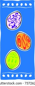 Retro Cute Easter Eggs with Egg Border Design Vector Illustration