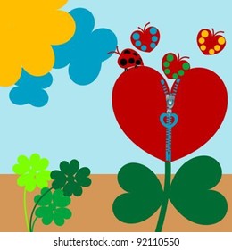 Retro cute landscape Illustration
