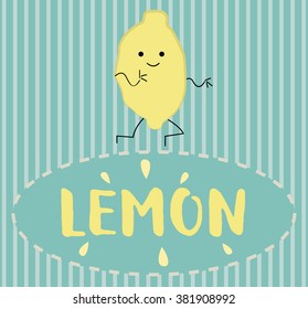 retro cute lemon vector illustration