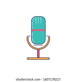 Retro cute microphone icon. microphone icon. Elements of news and media streaming icon. Signs, symbols collection icon for websites, web design, mobile app, graphic . Theater cinema logo