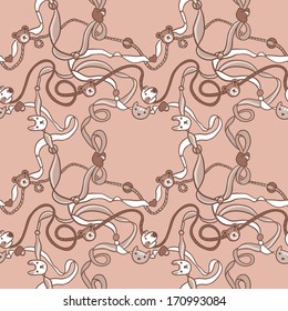 Retro Cute Pattern with Beads and Ribbons
