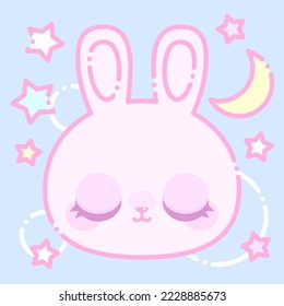 Retro cute pink bunny. Good night