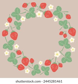 Retro and cute strawberry frame