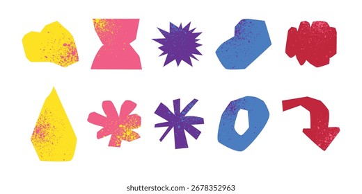 Retro recorte papel forma conjunto ilustração