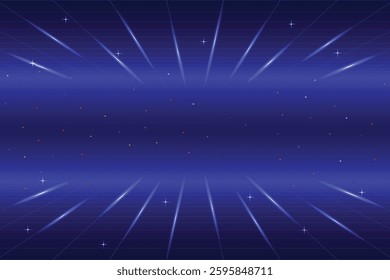 Retro cyberpunk style 80s game scene pixel art 8-bit sci-fi background. glowing neon grid and stars from vintage arcade computer games.