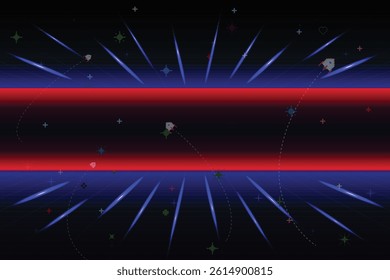 Retro cyberpunk style 80s game scene pixel art 8-bit sci-fi background. glowing neon grid and stars from vintage arcade computer games.	