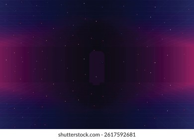Retro cyberpunk style 80s game scene pixel art 8-bit sci-fi background. glowing neon grid and stars from vintage arcade computer games.	