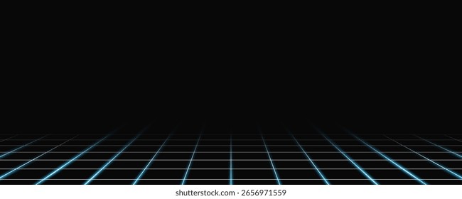 Retro cyberpunk estilo 80s jogo cena pixel art 8-bit sci-fi fundo. grade de neon brilhante e estrelas de vintage arcade jogos de computador.