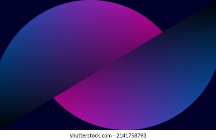 Retro cyberpunk style sci-fi futuristic background with blue and pinkish purple gradient half circle on dark blue background. Digital cyberpunk pattern. Vector illustration.