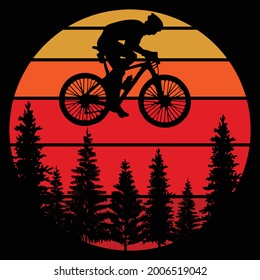 Retro cycling vector vintage graphic t-shirt design template