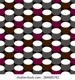 Retro cylinder background. Seamless pattern. Vector.
