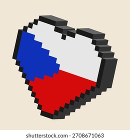 Logotipo retrô da bandeira da República Tcheca no conceito vintage de pixel isométrico com sombreamento simples