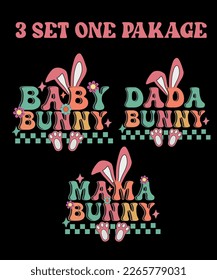 Retro Dada Bunny Shirt Mommy and Baby Bunny Matching Family Easter T shirt Design