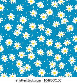 Retro Daisy Seamless Vector Pattern.