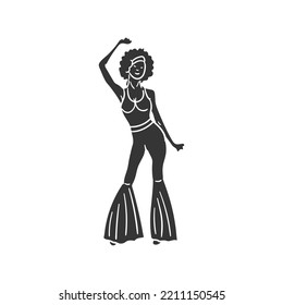 Retro Dance Icon Silhouette Illustration. Woman Vector Graphic Pictogram Symbol Clip Art. Doodle Sketch Black Sign.