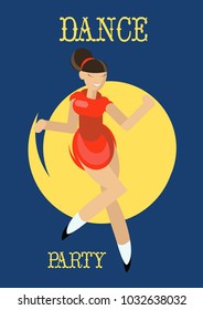 Retro dance party poster. Vector illustration.