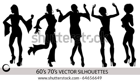 Retro dancing girl silhouettes