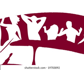 retro dancing people vector