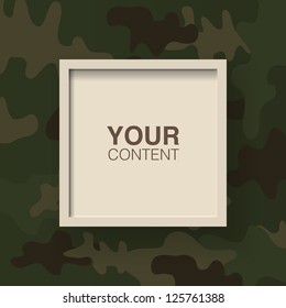 Retro dark camo pattern text box frames vector design background