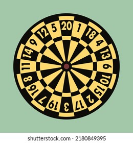 Retro Dart Board Black And Yellow