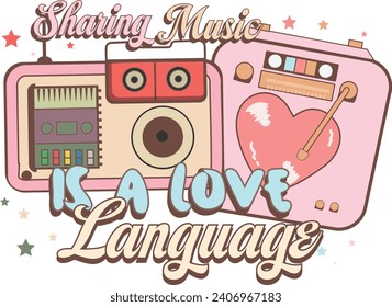 Retro Valentine’s Day Sublimation Vector Illustration  Design