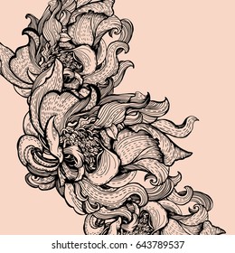 Retro decorative background with stylized flowers