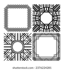 Retro decorative blank frames collection with classic elegant geometric traceries in vintage style	
